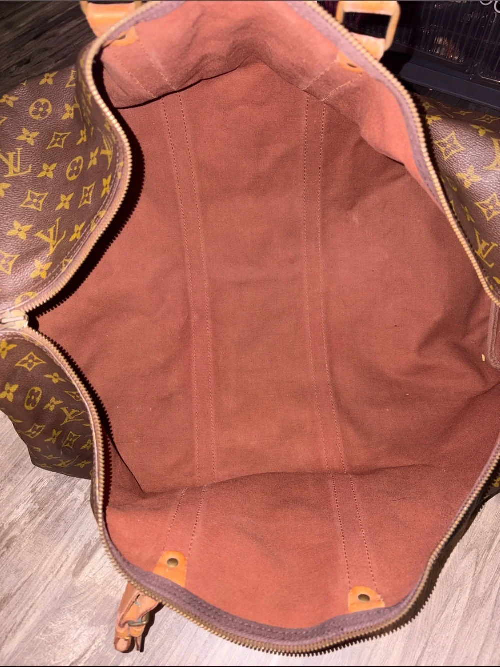 Authentic Vintage Louis Vuitton Keepall 55 Bandolier Brown Monogram Canvas - Picture 6 of 12